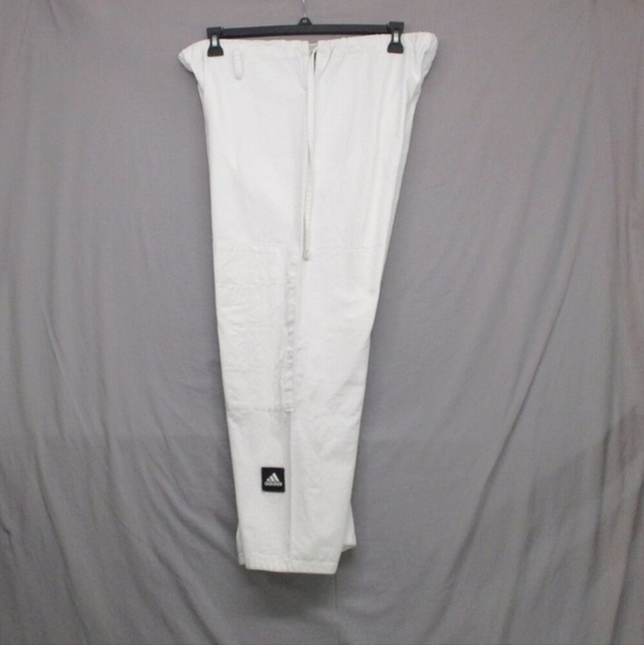Adidas Pants Men White Active Elastic Drawstring Straight Judo Wrestling 170cm - Picture 5 of 8